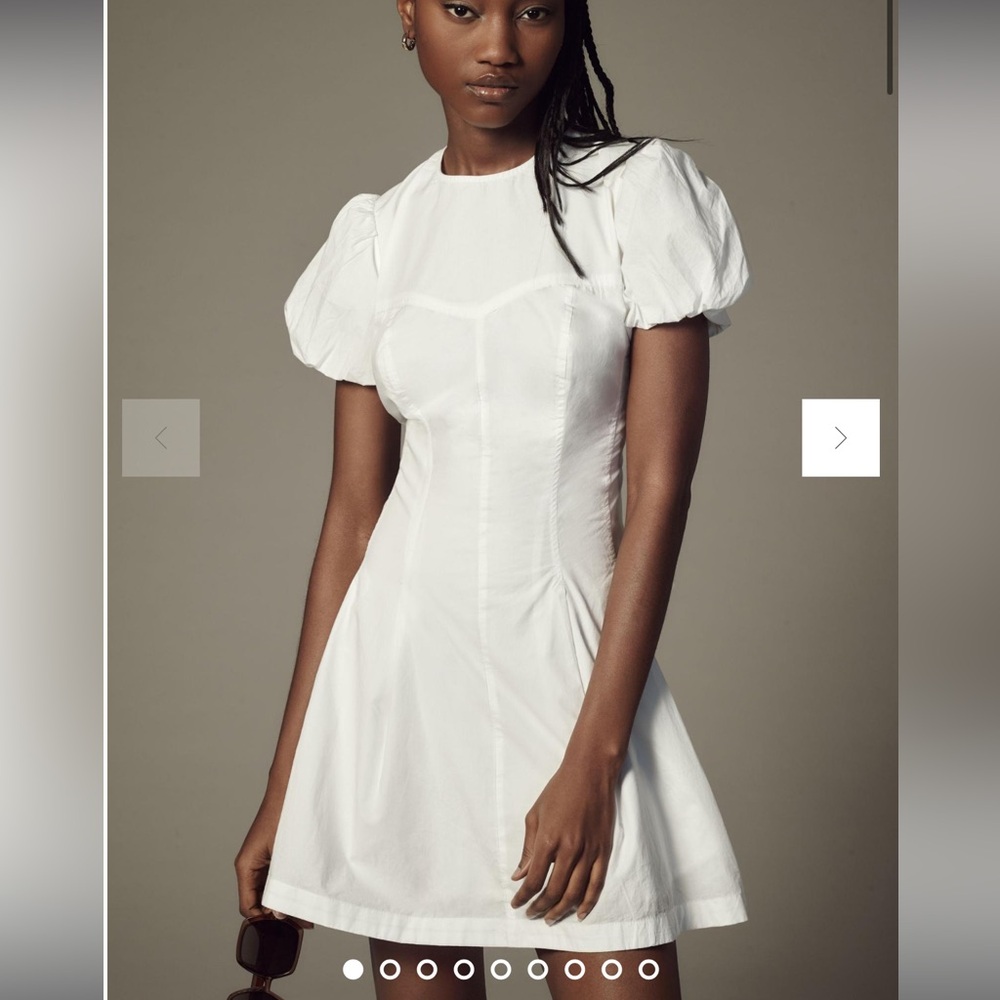 Anthropologie Maeve Puff Sleeve Pleated Dress